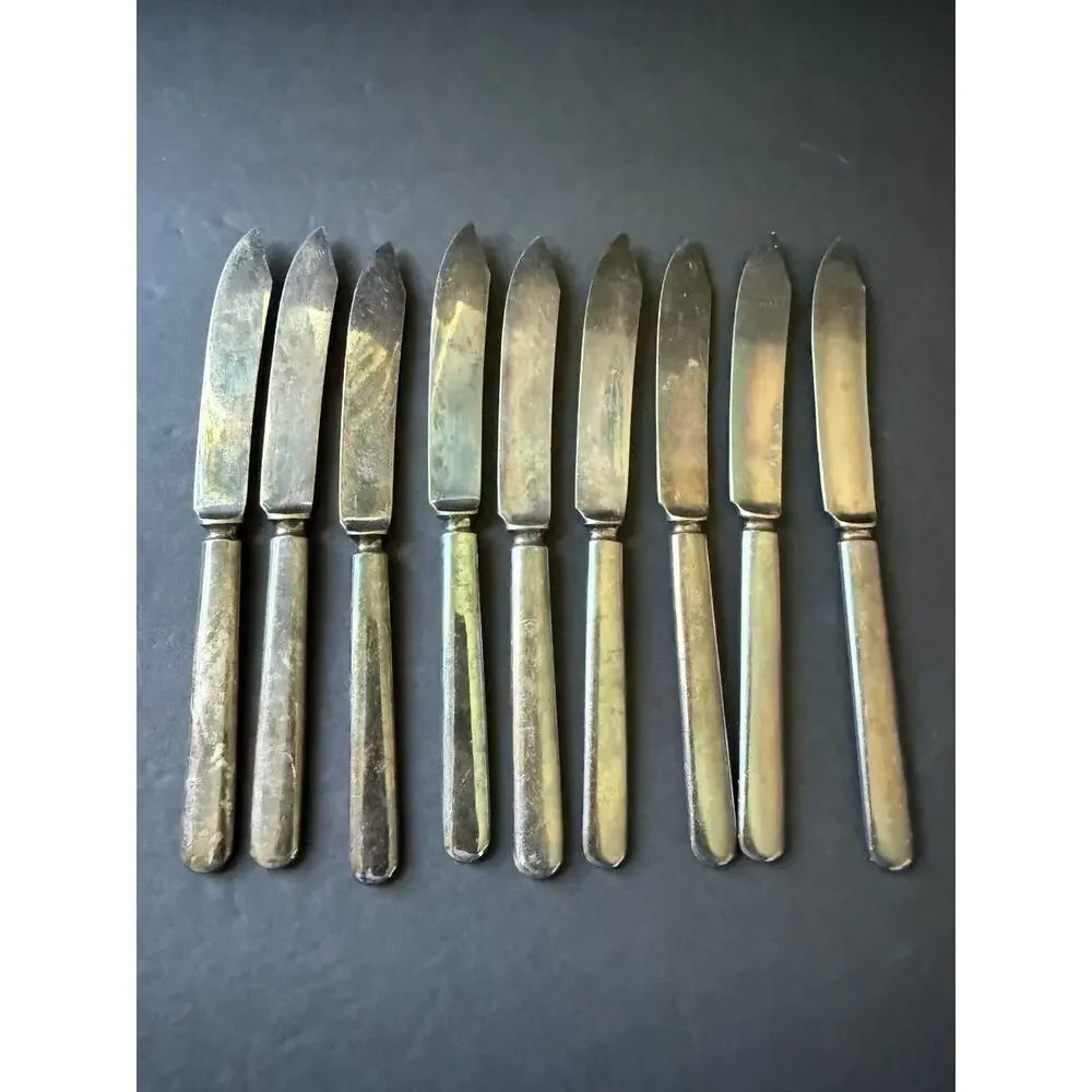 Silverplated Knife Set (9) Flatware Tableware Cottagecore Farmhouse Barware